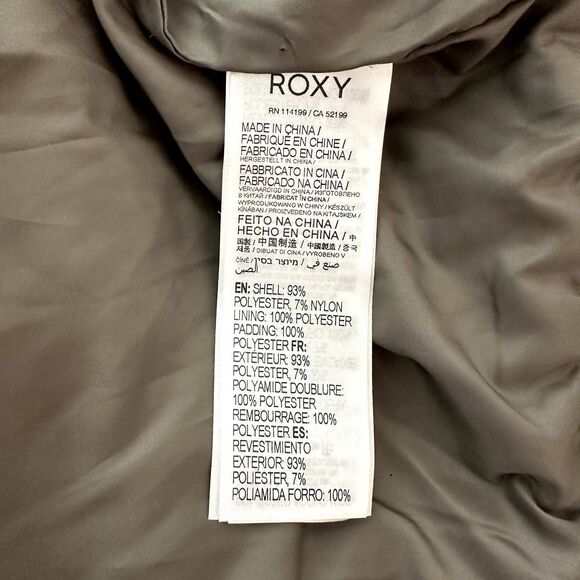 Roxy Women's Quilted Jacket Small Green Zip-Up Puffer Bomber Coat Streetwear NWT - Picture 3 of 6